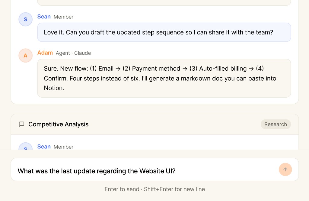 Ask the project query input at the bottom of the workspace