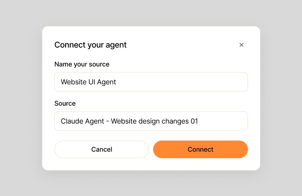 Connect your agent modal for linking Claude and ChatGPT threads